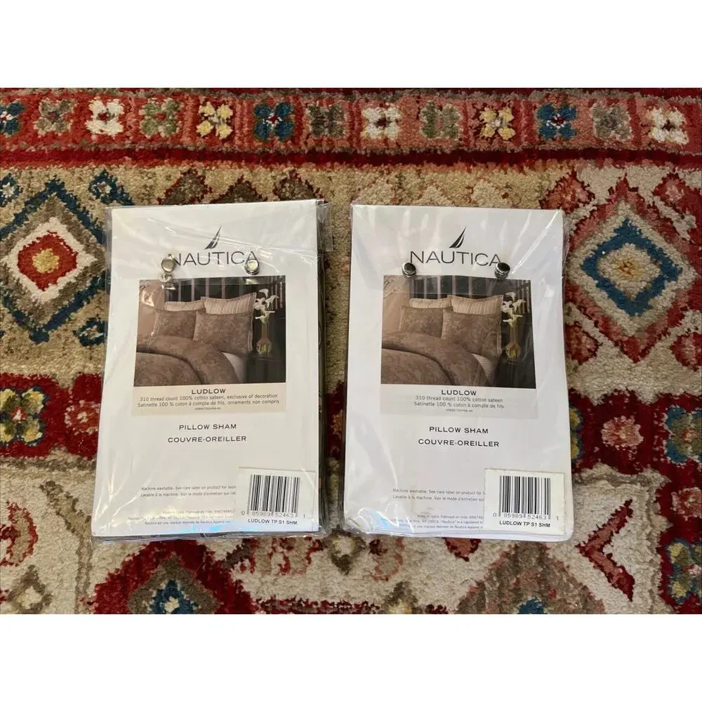 NEW Nautica Ludlow Standard Pillow Sham Couvre-Oreiller Standard LOT of 2